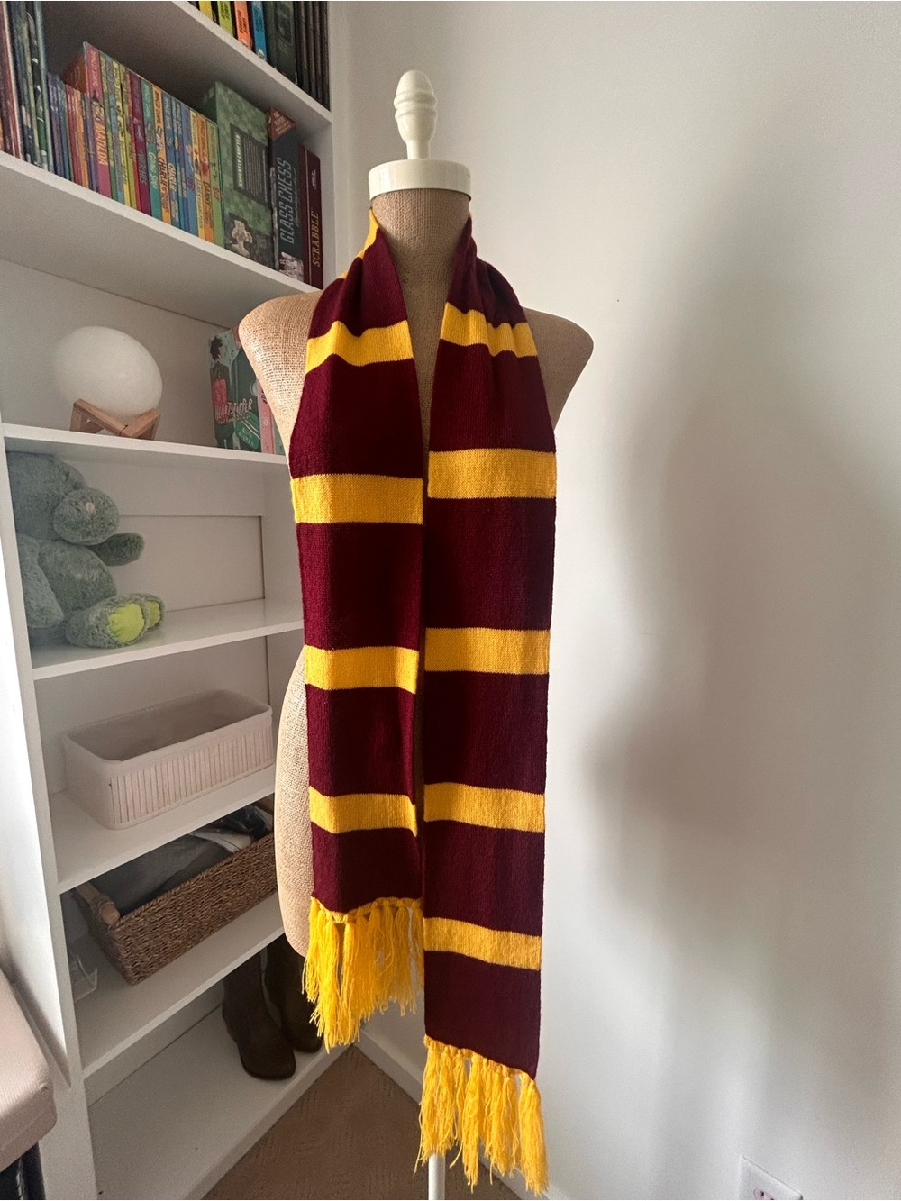 Striped Maroon and Yellow Decorative Scarf